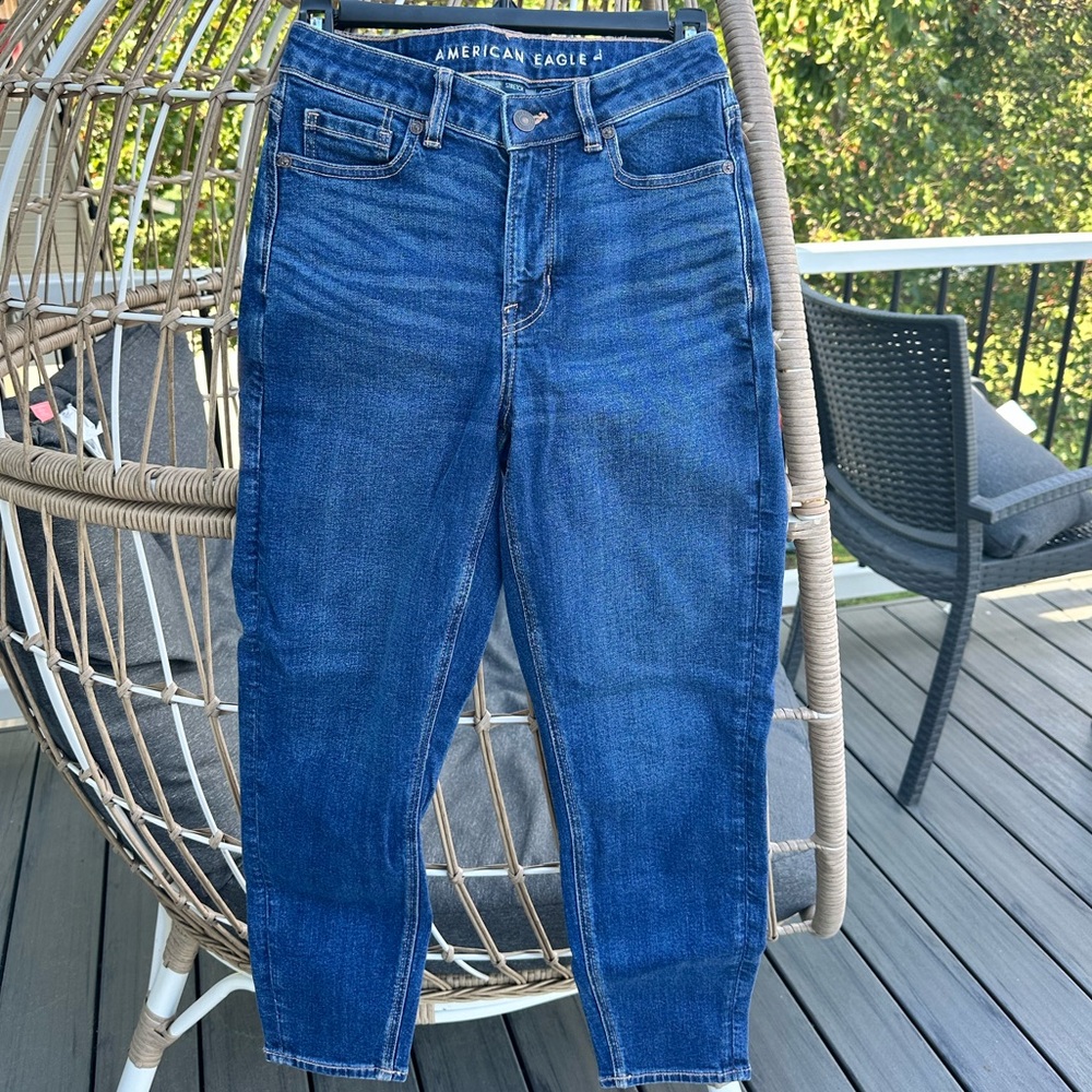 American eagle stretch dark wash mom jeans